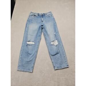 Loveret By Vervet Jeans Womens 29 Highrise Cropped Barrel Jeans Distressed